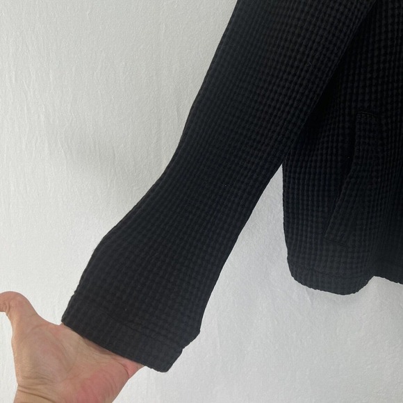 Eileen Fisher Waffle Knit Jacket LARGE Black Stretch LS Lyocell Organic Cotton - Picture 6 of 12